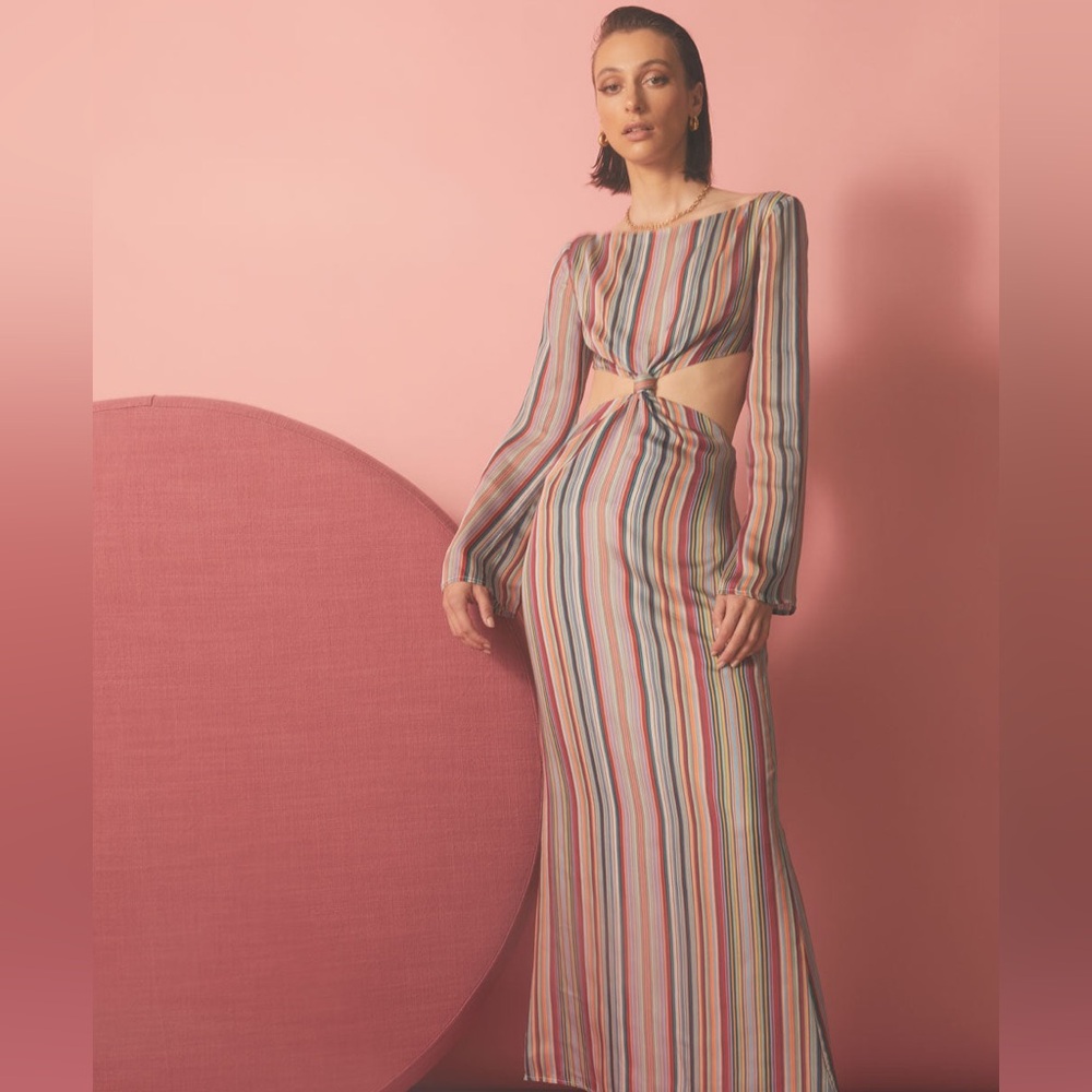WNTRmse Daphne striped cut out maxi dress-Antgropologie